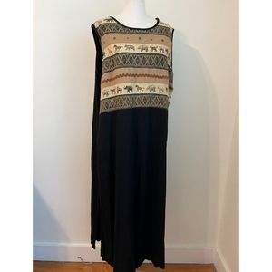 3X Linen Blend Safari Print Stonebridge Plus Size Dress